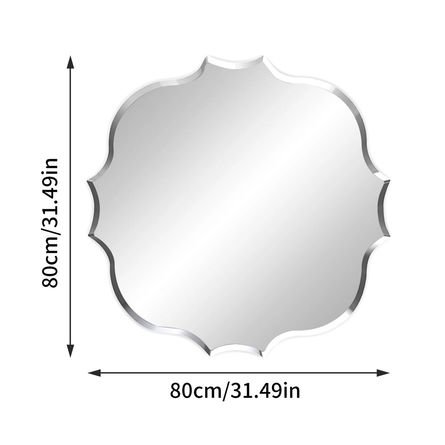 Frameless Bathroom Bathroom Mirror – Scalloped Beveled Edge Mirror for Living Room, Bedroom & Entryway