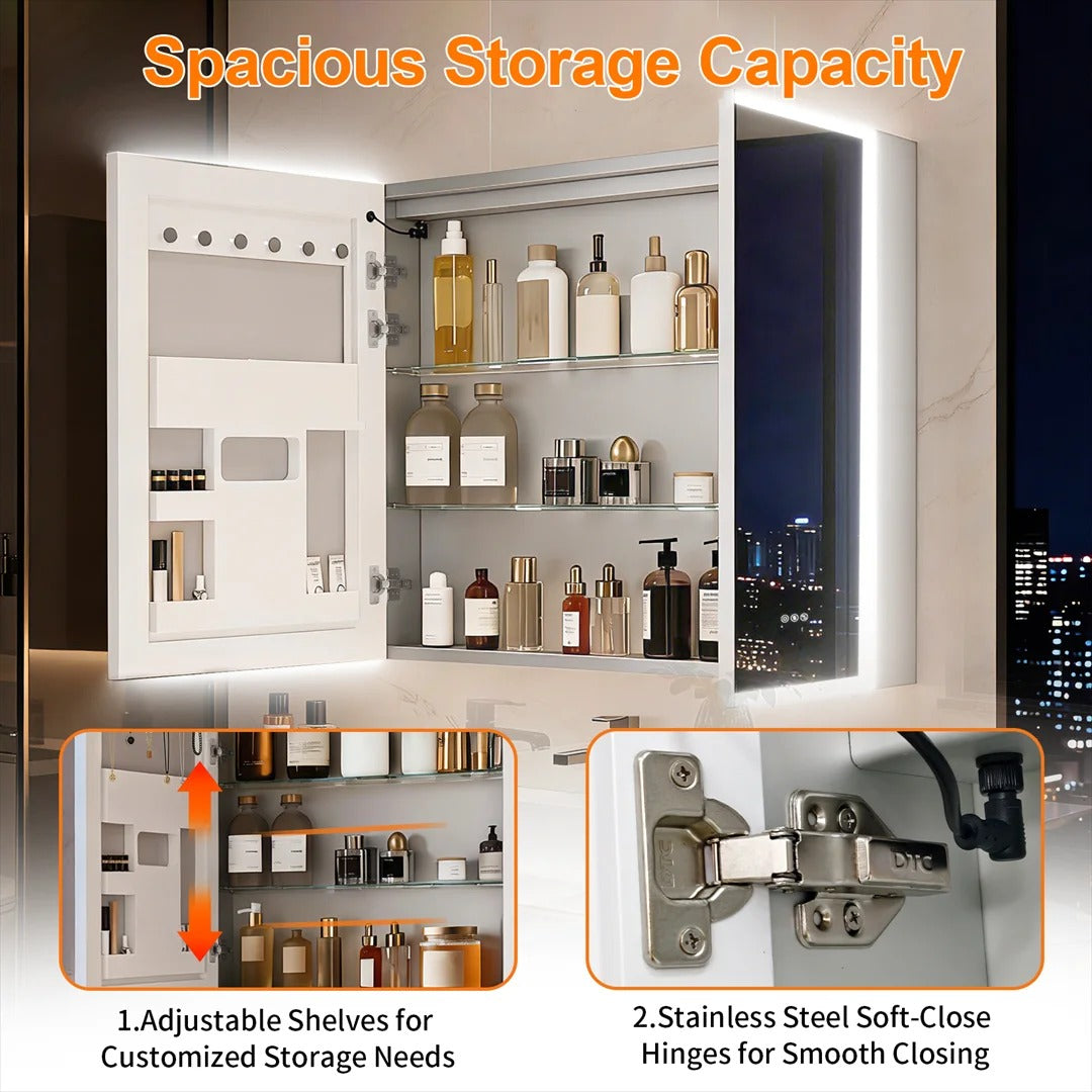 2026 New Luxury LED Bathroom Mirror Cabinet with Bluetooth Dual Speakers