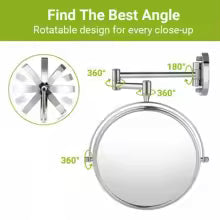 Round Wall-Mounted Magnifying Mirror with Extendable Arm – 5X or 10X