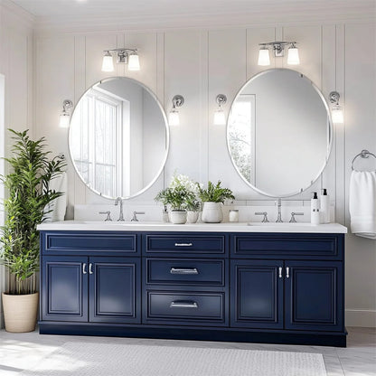 Frameless Round Bathroom Vanity Mirror – Circle Wall Decor Mirror with Polished Beveled Edge for Living Room
