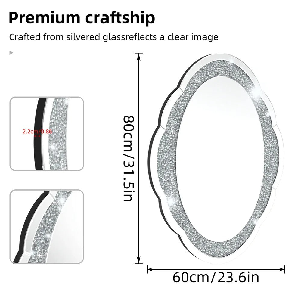 Cloud-shape Crushed Diamonds Accent Decorative Bathroom Mirror