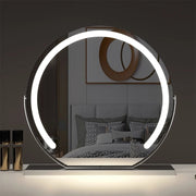 Round LED Makeup Mirror with 360° Rotation – Rechargeable or Plug-in