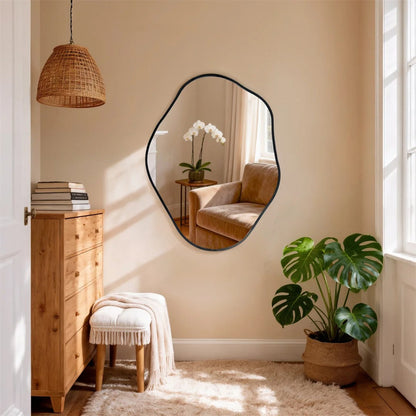 Irregular Wall Mirror with Black Aluminium Frame – 3 Sizes