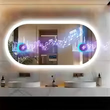 Oval Smart LED Bathroom Mirror with Bluetooth Speaker – Touch Sensor & Anti-Fog Design