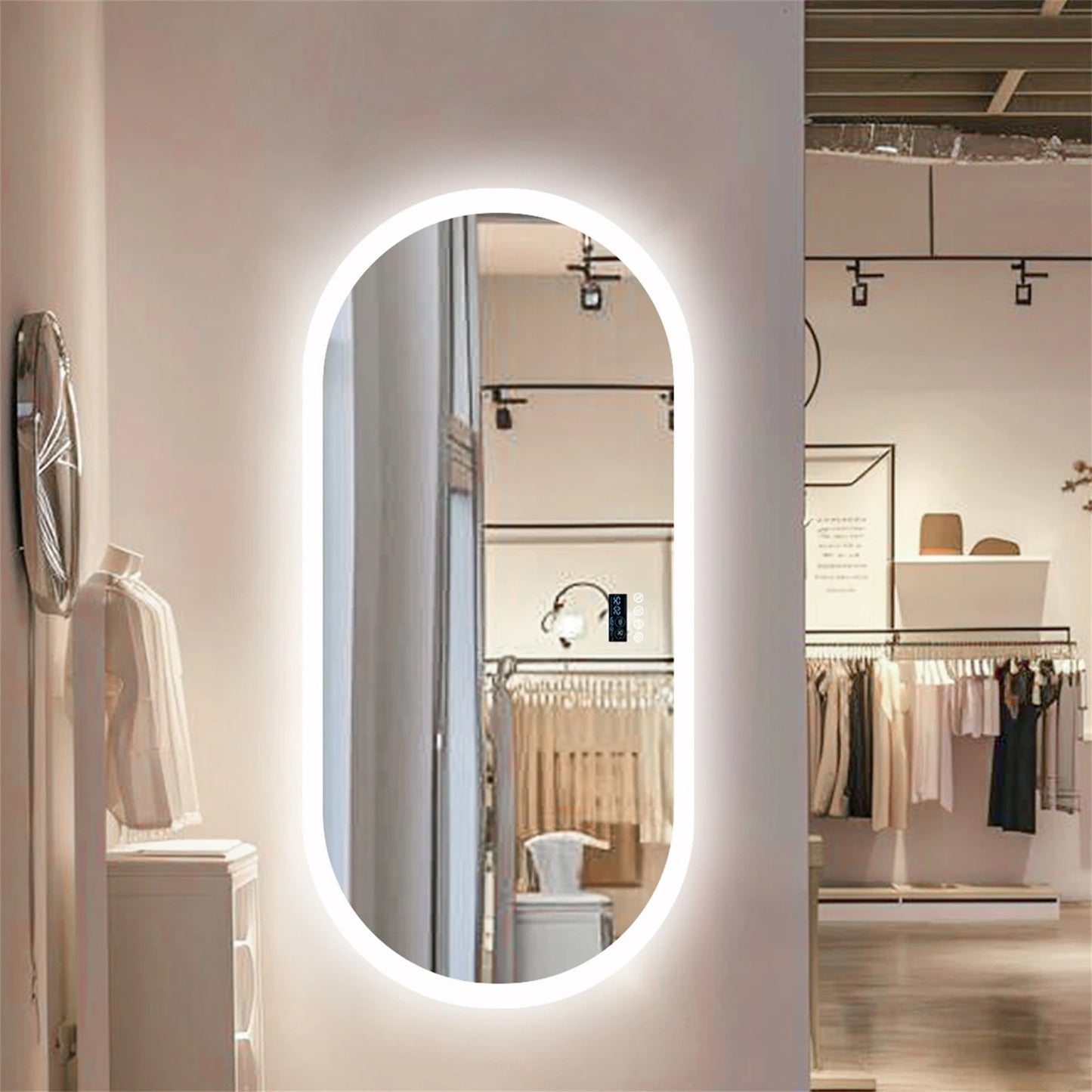Oval Smart LED Bathroom Mirror with Bluetooth Speaker – Touch Sensor & Anti-Fog Design
