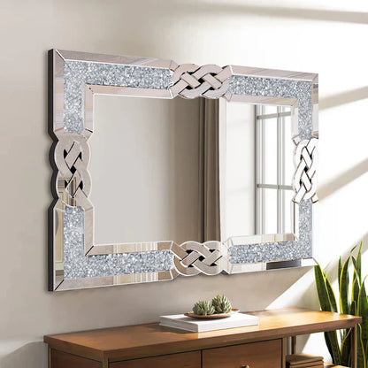 Rectangle Crystal Crushed Diamond Large Bathroom Mirror, 3 size available.