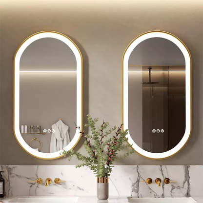 Smart Bathroom Mirror: LED Arched Oval with Anti-Fog