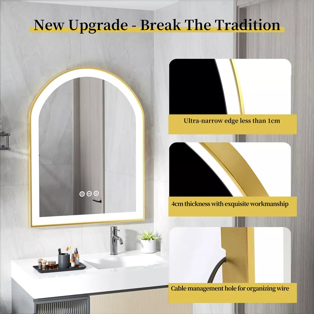 Arched LED Bathroom Mirror | Smart Anti-Fog Illumination