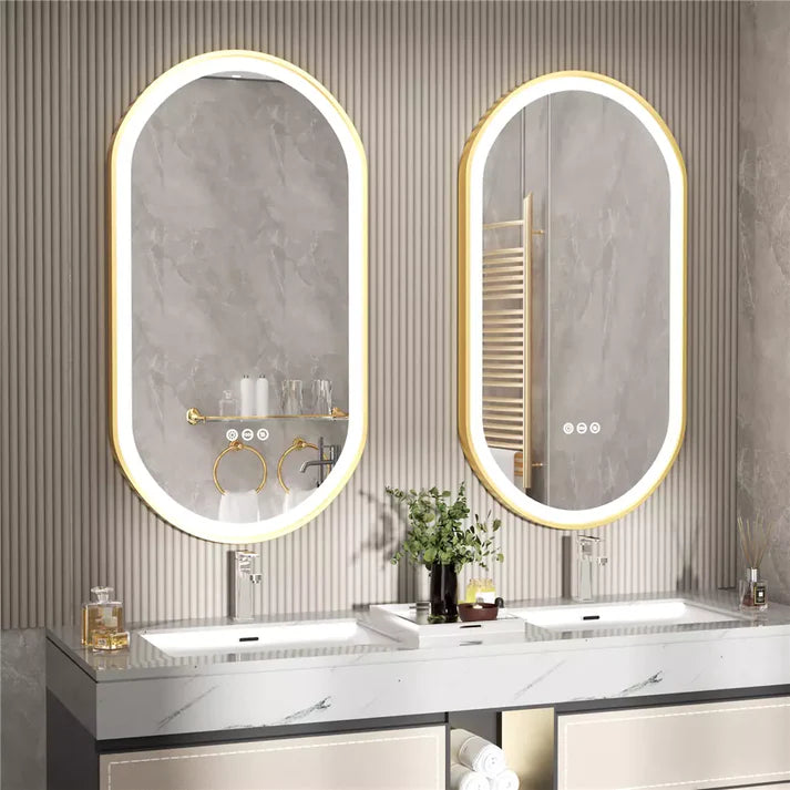 Smart Bathroom Mirror: LED Arched Oval with Anti-Fog