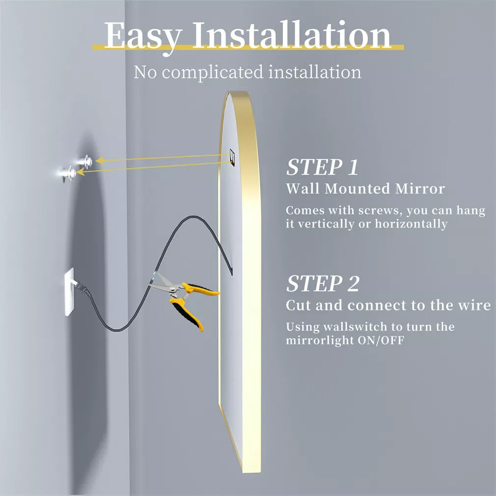 Arched LED Bathroom Mirror | Smart Anti-Fog Illumination