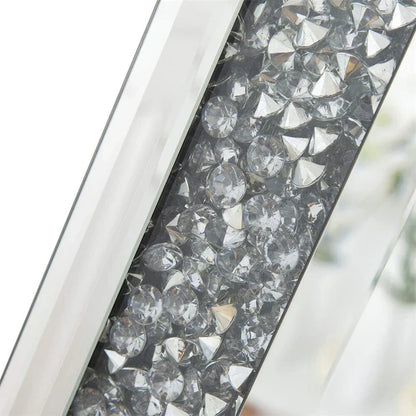 Luxury Silver Crystal Rectangle Vanity Mirror – Large Frameless Wall Dressing Mirror with Rhinestone Detailing