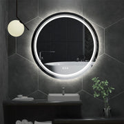 90cm Round Double Light Bathroom Mirror with Anti-Fog