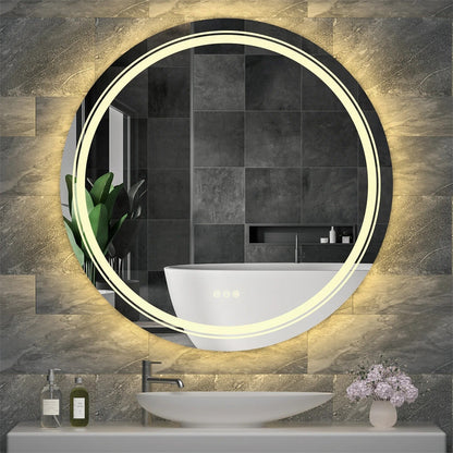 Double Light Extra Large 90cm Round Bathroom LED Vanity Mirror, Anti-Fog Dimmable Lights