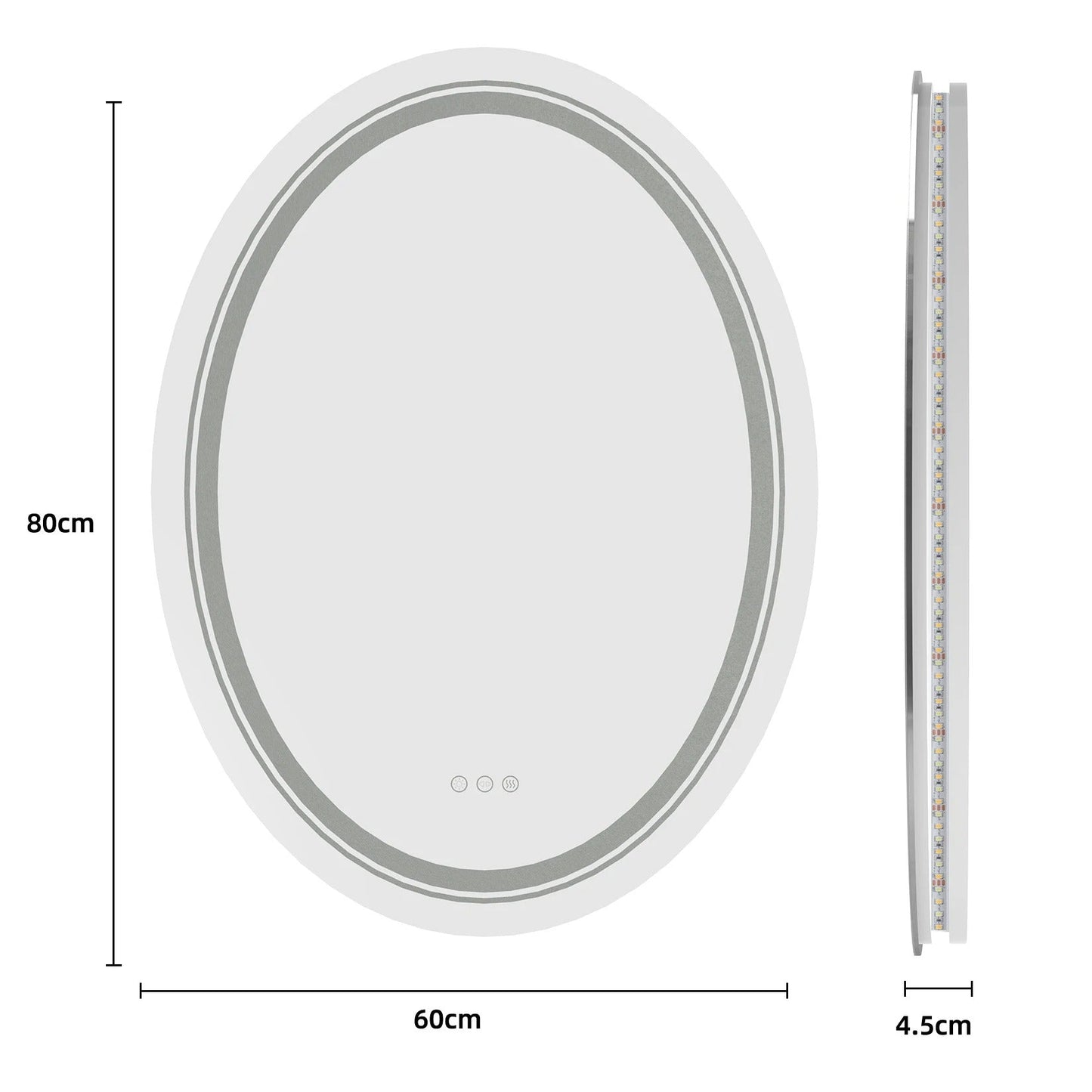 Double Light OVAL LED Illuminated Mirror Bathroom Makeup Mirror with Dimmable