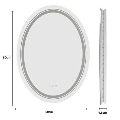 Double Light OVAL LED Illuminated Mirror Bathroom Makeup Mirror with Dimmable