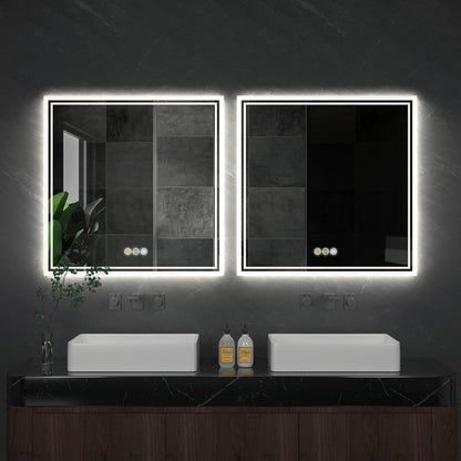 Luminous Square LED Bathroom Mirror - Backlit, Dimmable, Anti-Fog